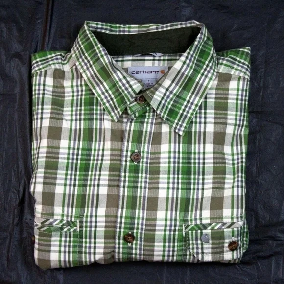 Carhartt Relaxed Fit Men's Short Sleeve‎ Button Front Shirt Size Large
